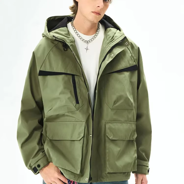CHINEE-Trendy-Relaxed-Design-Sporty-Zippered-Waterproof-Windproof-Breathable-Bomber-Jacket-Front-Hooded-Stand-Collar-Autumn-Winter
