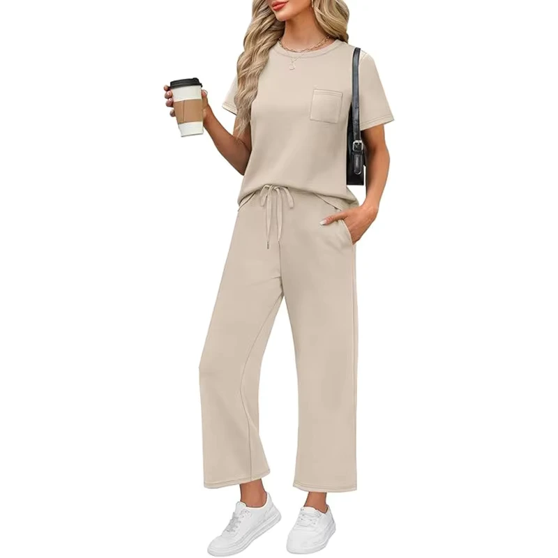 CHINEE-Two-Piece-Sets-for-Women-Fall-Outfits-Lounge-Sets-Mock-Neck-Tops-Wide-Leg-Pants-Vacation-Travel-Outfits