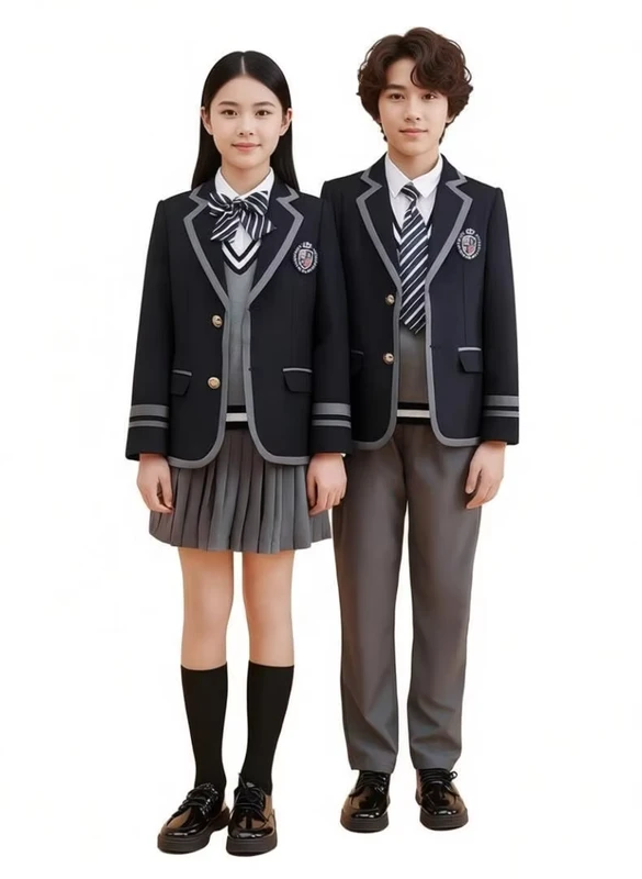 CHINEE-ULTAC-OEM-Logo-Most-Popular-Suit-School-Uniform-Gray-Suit-Child-Clothes-SuitSkirt-Customized-School-Uniforms