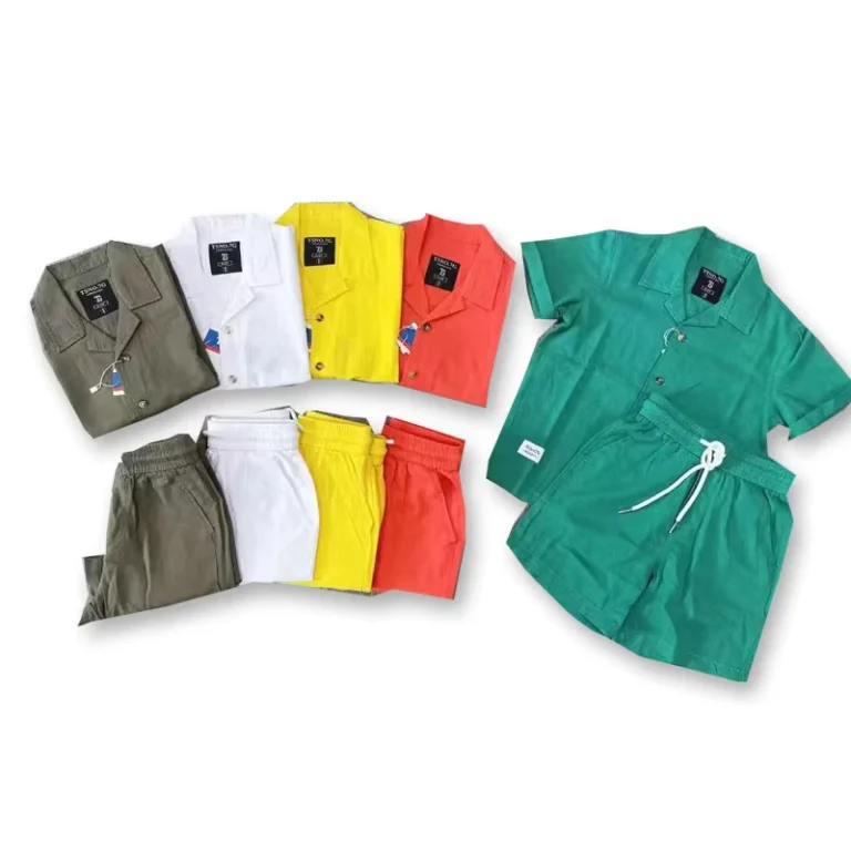 CHINEE-Unisex-2pcs-Summer-Polo-Set-Pure-Cotton-Short-Sleeve-Shirt-for-Kids-Smart-Casual-Style-Childrens-Linen-Suits