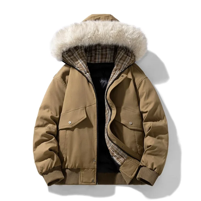 CHINEE-Unisex-Autumn-Winter-Loose-Casual-Hooded-Windproof-Polyester-Jacket-with-Zipper-Outdoor-Warm-Puffer