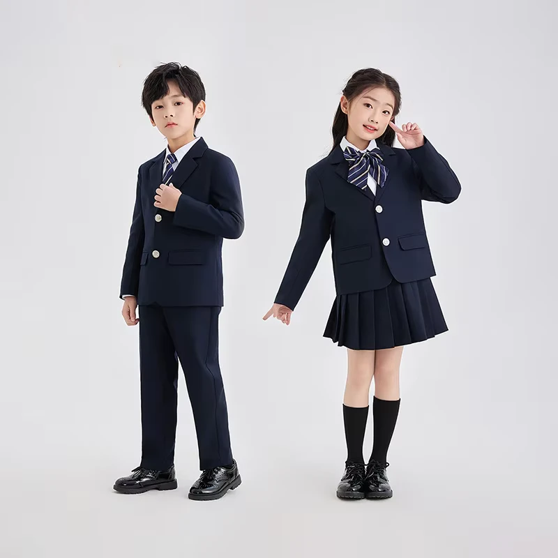 CHINEE-Unisex-College-Style-Dress-Suit-Primary-School-Childrens-English-Style-School-Uniform-Custom-Polyester-Set-1