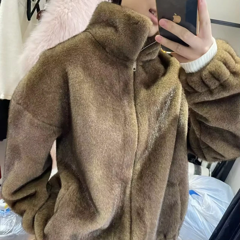 CHINEE-Vintage-Korean-Style-Short-Faux-Fur-Jacket-for-Women-Winter-Warm-Long-Sleeve-Coat-Plain-Dyed-OEM-Factory-MOQ-1-RTS