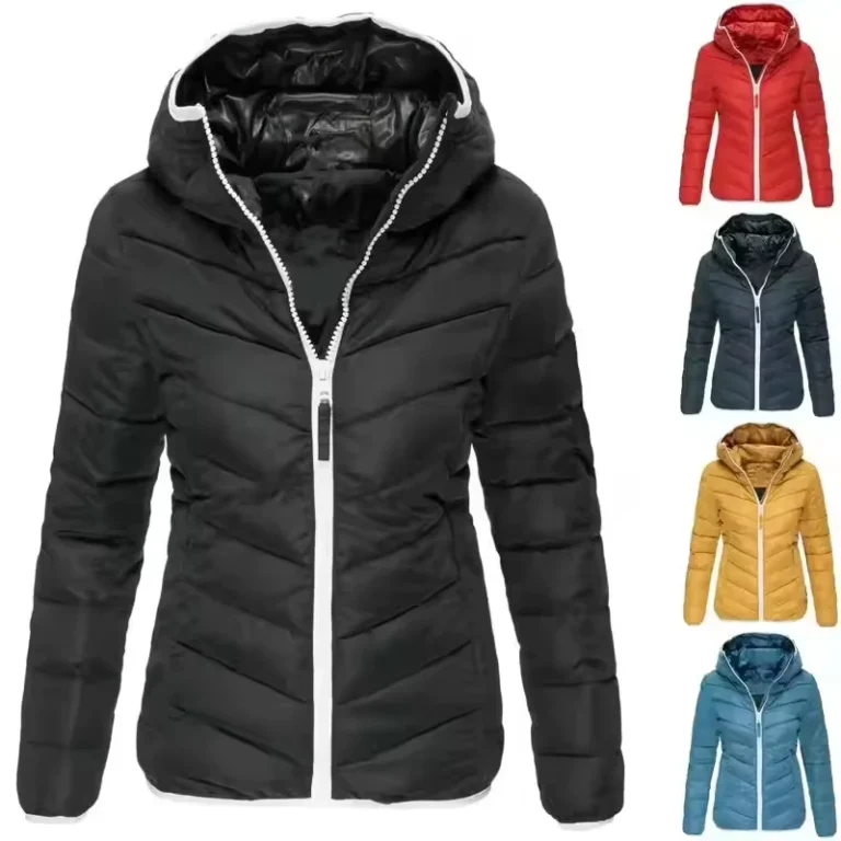 CHINEE-Waterproof-Windproof-Winter-Warm-Womens-Fashion-Quilted-Hooded-Nylon-Slim-Jacket-Trendy-Contrast-Full-Zipper-Padded