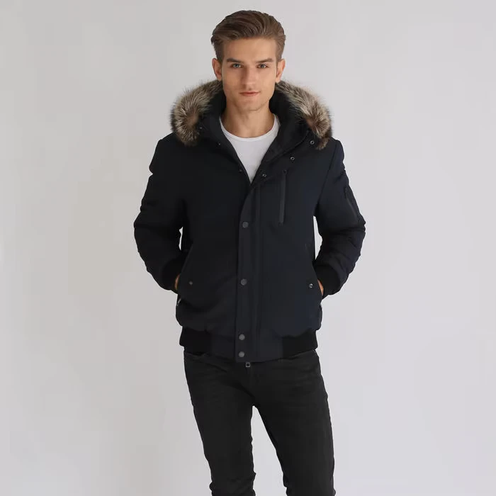 CHINEE-Waterproof-Winter-Plus-Size-Down-Bomber-Jacket-Navy-Mens-with-Detachable-Faux-Fur-Trims
