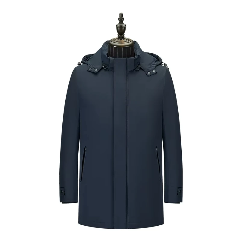 CHINEE-White-Goose-Down-Wool-Womens-Winter-Jacket-Navy-Blue-with-Snake-Skin-Leather-Elegant-Exit-Clothing-for-Women