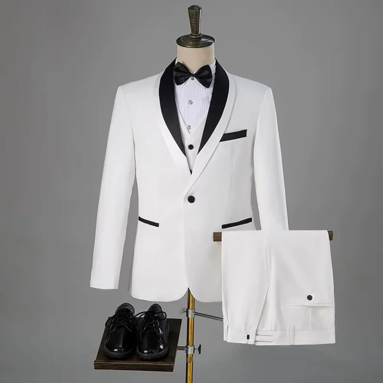 CHINEE-White-Mens-Single-Breasted-Button-Fly-Business-Suit-Jacket-Professional-Korean-Fashion-Work-Clothes-Multi-Pocket