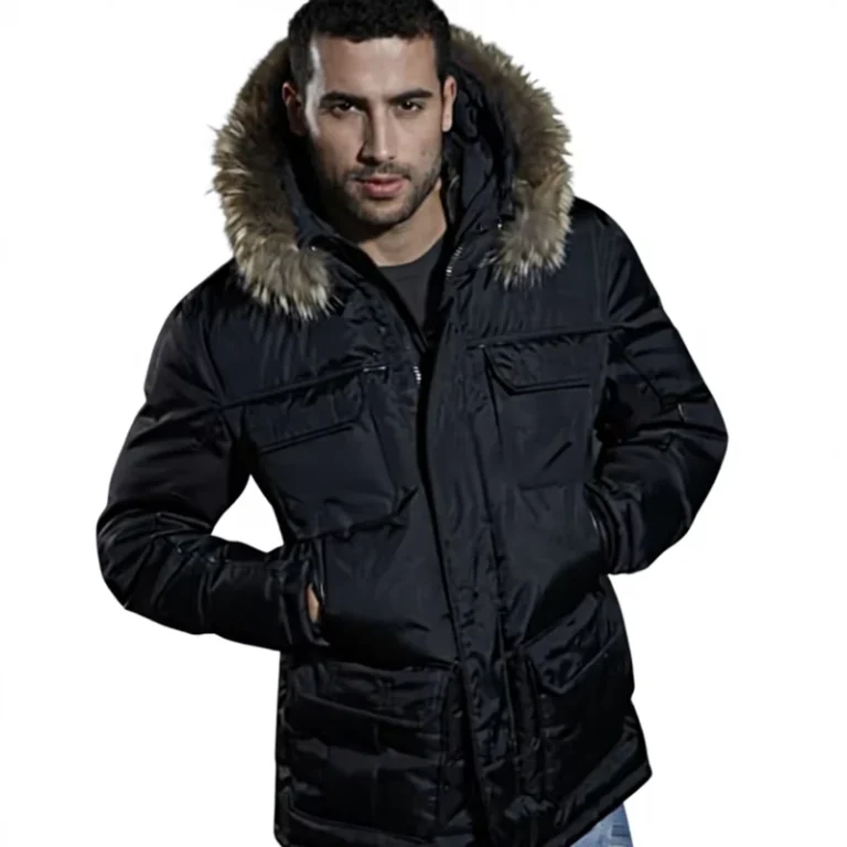 CHINEE-Winter-Fashion-Black-Long-Goose-Down-Filled-Quilted-Mens-Jacket-Parka