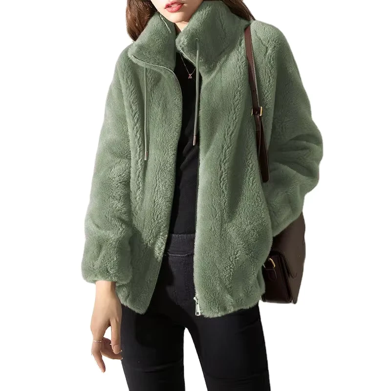 CHINEE-Winter-Ladies-Casual-Thickened-Coat-Womens-Short-Stand-Collar-Double-sided-Velvet-Fur-Coat-Jacket