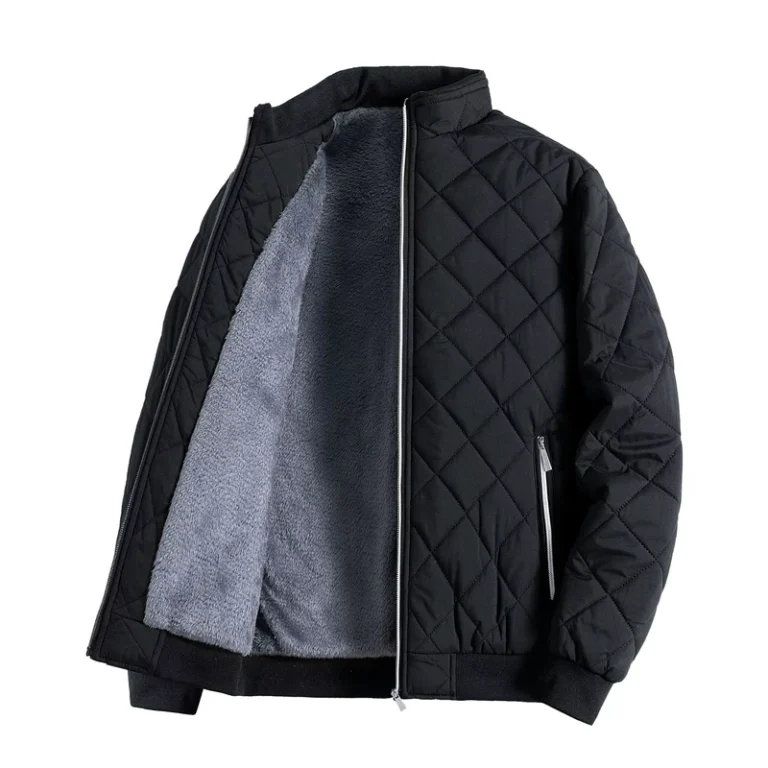 CHINEE-Winter-Mens-Korean-Slim-fit-Solid-Color-Stand-Collar-Leisure-Plus-Fleece-Thickened-Warm-Jacket-Plus-Cotton-Warm-Jacket