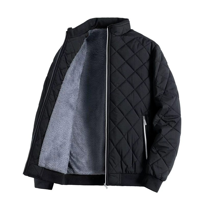 CHINEE-Winter-Mens-Korean-Slim-fit-Solid-Color-Stand-Collar-Leisure-Plus-Fleece-Thickened-Warm-Jacket-Plus-Cotton-Warm-Jacket