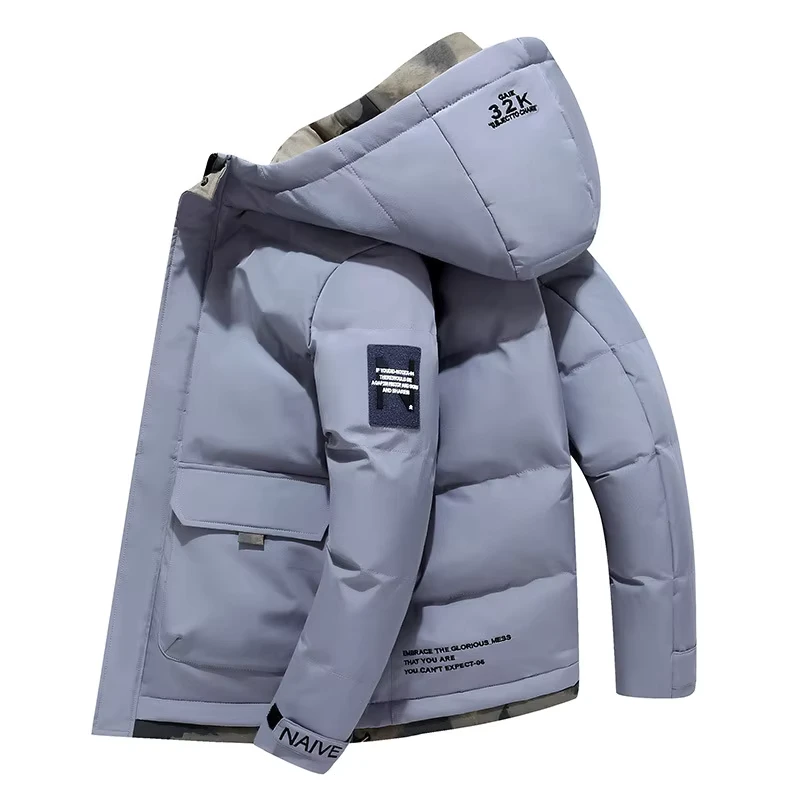 CHINEE-Winter-Mens-Plus-Size-Canvas-Zipper-Hooded-Down-Coat-Casual-Thick-Waterproof-Parka