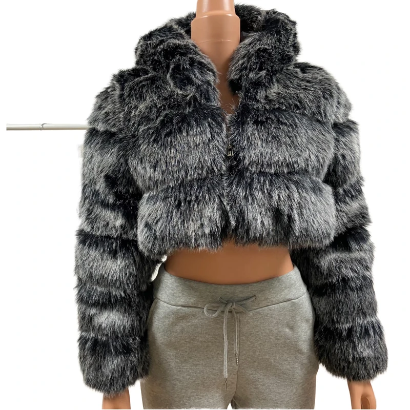 CHINEE-Winter-Slim-Thick-Faux-Fur-Womens-Coat-with-Zipper-Cropped-Hooded-Short-Outerwear-Anti-Wrinkle-Fleece