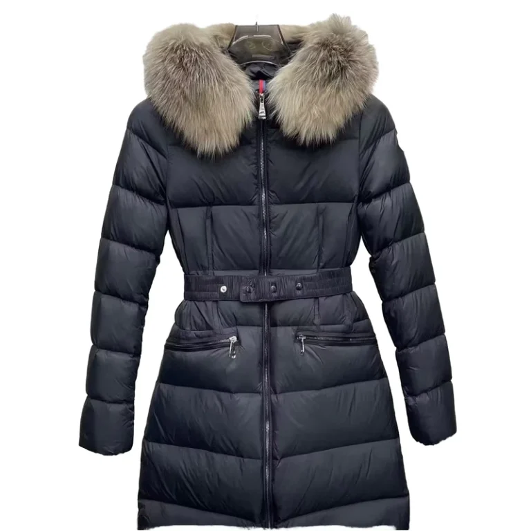 CHINEE-Winter-Womens-Knitted-Hooded-Fur-Collar-Duck-Parka-Blouson-Jacket-Reversible-Windproof-Quick-Dry-Thick-Logo-Black-Streetwear