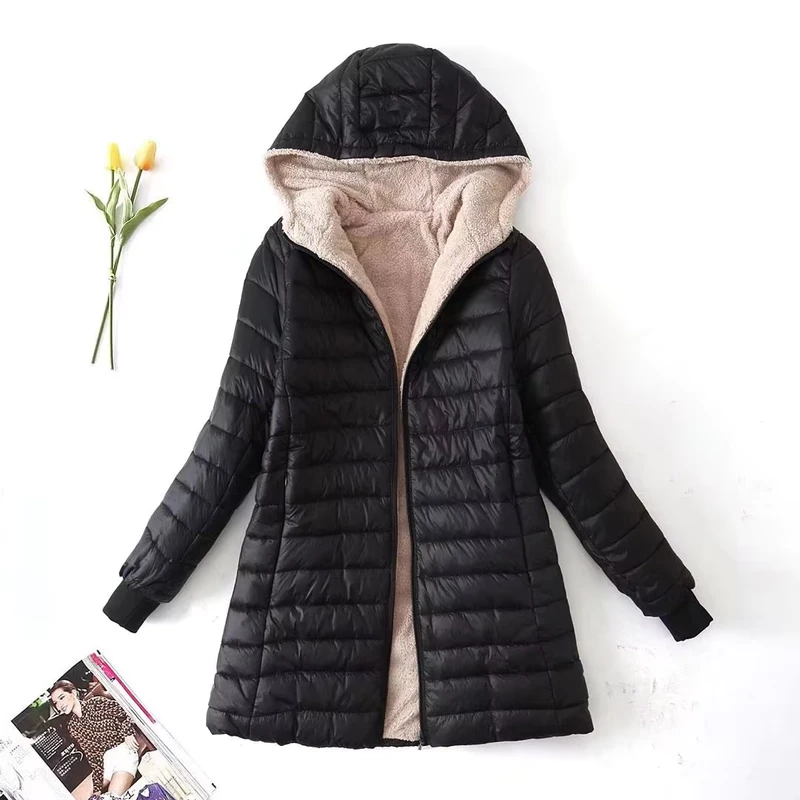 CHINEE-Women-Keep-Warm-Winter-Jacket-Hooded-Long-Sleeve-Thin-Fleece-Coat-Slim-Fit-Cotton-Lady-Coat