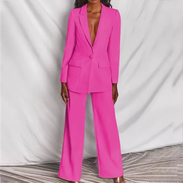 CHINEE-Women-Loose-Blazer-Sets-2-Pieces-Sale-Spring-Noted-Button-Long-Sleeve-Blazer-Coats-Wide-Leg-Loose-Business-Blazer-Pants-Suits