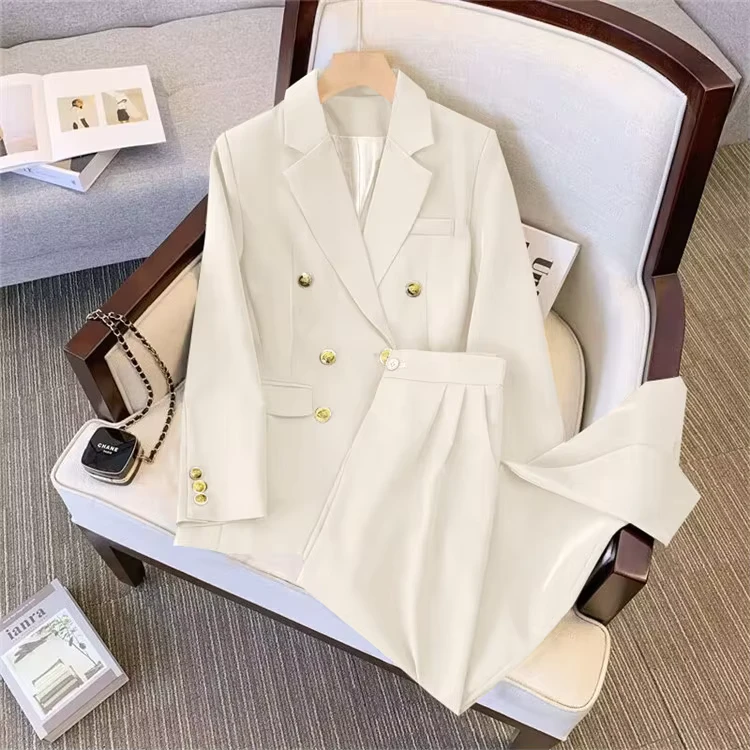 CHINEE-Women-Slim-Formal-Suit-Lined-Long-Sleeve-Pocketed-Blazer-Long-Wide-Leg-Pants-Set-Autumn-Spring