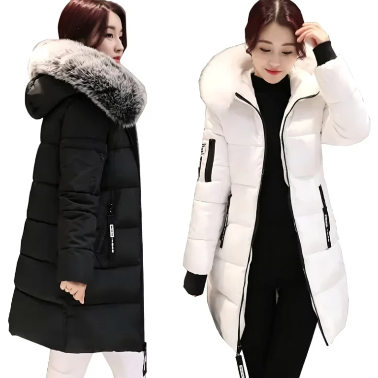 CHINEE-Women-Winter-Mid-Long-Parka-Big-Faux-Fur-Collar-Hooded-Padded-Warm-Jacket-Casual-Outerwear