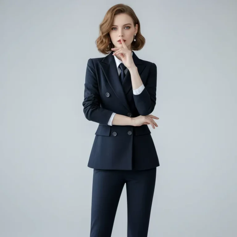 CHINEE-Womens-Business-Fashion-Elegant-Suit-Sets-Polyester-Cotton-Full-Sleeve-V-neck-Spring-Uniform-Anti-shrink-Regular-Fit-Knee