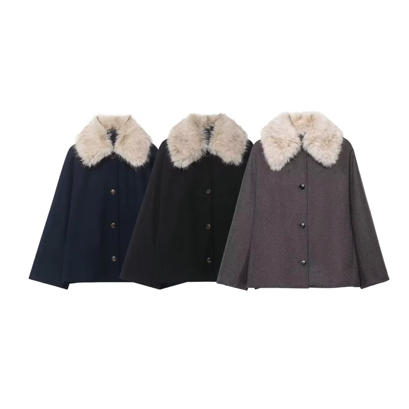 CHINEE-Womens-Clothing-Autumn-New-Artificial-Fur-Effect-Neckline-Jacket-Coat