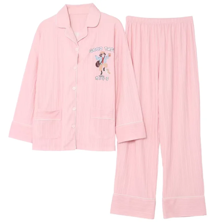 CHINEE-Womens-Cotton-Lapel-Night-Pajamas-Winter-Long-Sleeve-Two-piece-Night-Suit-Cartoon-Print-Girls-Casual-Home-Wear-1