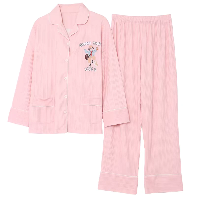 CHINEE-Womens-Cotton-Lapel-Night-Pajamas-Winter-Long-Sleeve-Two-piece-Night-Suit-Cartoon-Print-Girls-Casual-Home-Wear-1