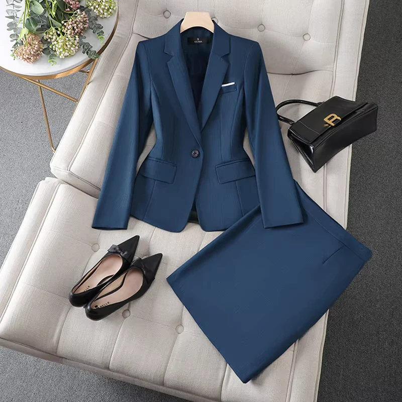 CHINEE-Womens-Haze-Blue-Suit-Blazer-Spring-Autumn-University-Civil-Servant-Interview-Workplace-Formal-Dress-Hotel-Front-Desk-Overalls