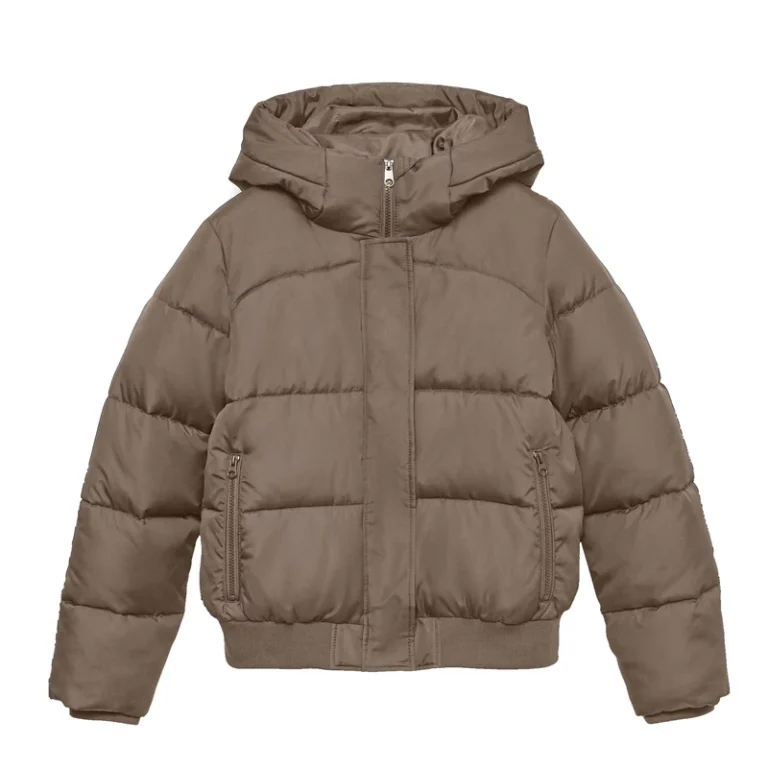 CHINEE-Womens-Hooded-Bomber-Puffer-Jacket-Ribbed-Cuff-Hem-Winter-Coat-Windproof-Water-Resistant-Quilted-Warm-Outerwear
