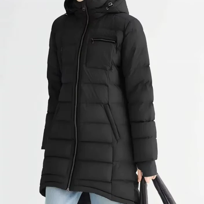 CHINEE-Womens-Long-Winter-Warm-Reversible-Quilted-Coat-with-Hood-Nylon-Shell-Logo-Button-Details-Hooded-Parka