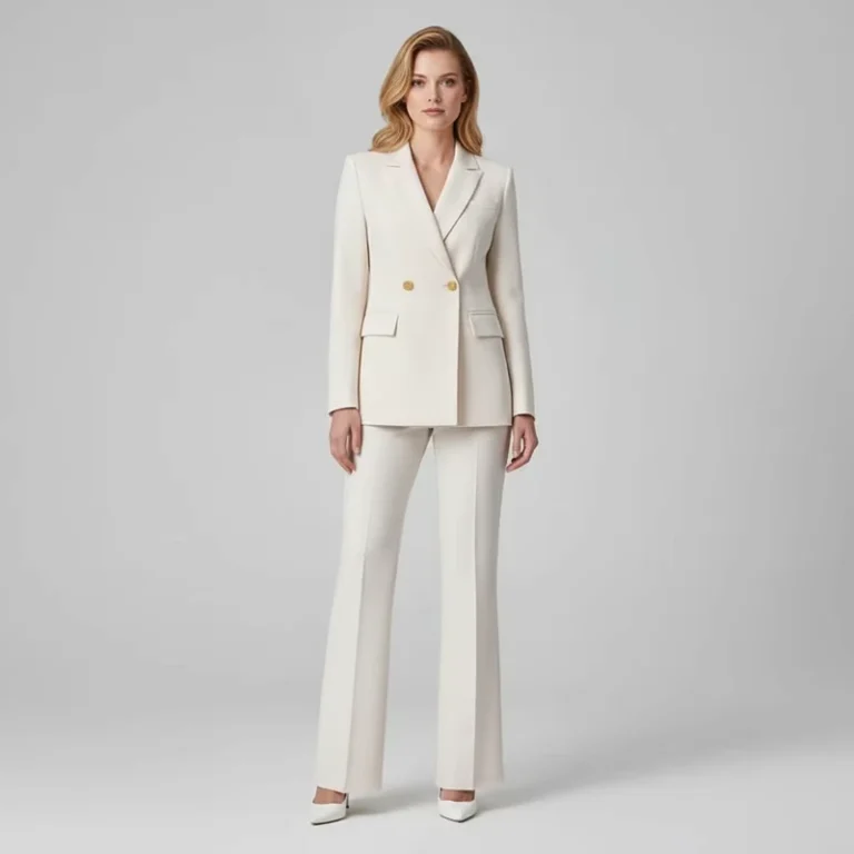 CHINEE-Womens-Professional-Elegant-Formal-Workwear-For-Spring-Autumn-Solid-Woven-V-neck-Full-Length-Polyester-Cotton-Breathable-Set