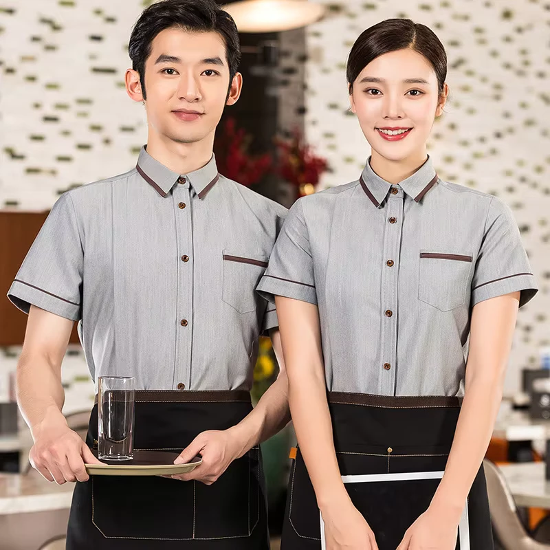 CHINEE-Womens-Professional-Summer-Twill-Fabric-Short-Sleeve-Workwear-Set-Front-Desk-Cashier-Uniform-for-Hotels-and-Restaurants-1