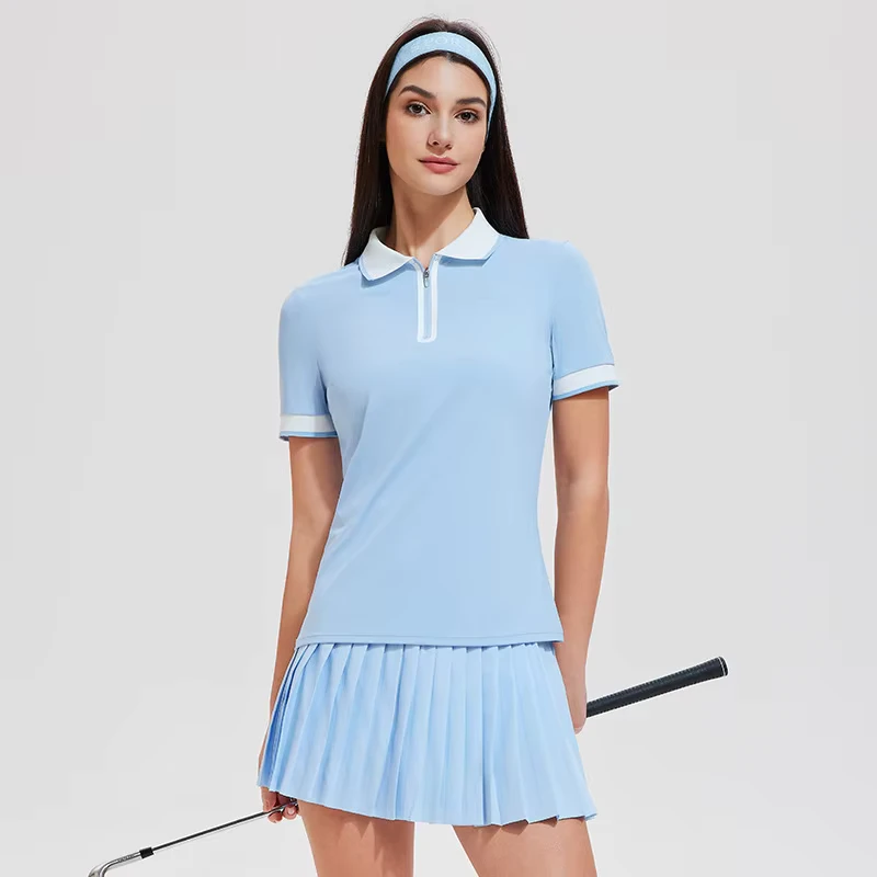 CHINEE-Womens-Summer-Golf-Outfit-Set-Short-Sleeve-Polo-Shirt-Slim-Fit-Elegant-Tennis-Casual-Sportswear