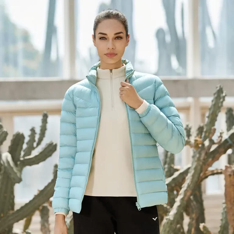 CHINEE-Womens-Thin-Lightweight-White-Duck-Jacket-Front-Zipper-Waterproof-Windproof-Insulated-Quilted-Packable-Stand-Collar-Winter