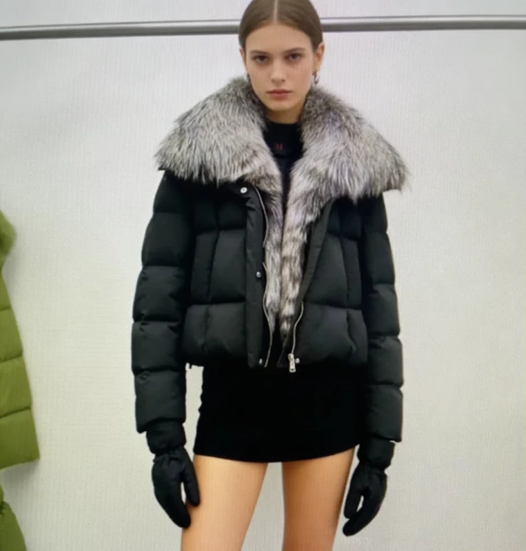 CHINEE-Womens-Winter-Cropped-Fox-Fur-Hooded-Down-Jacket-with-Detachable-Gloves-Thermal-Insulated-Faux-Leather-Coat