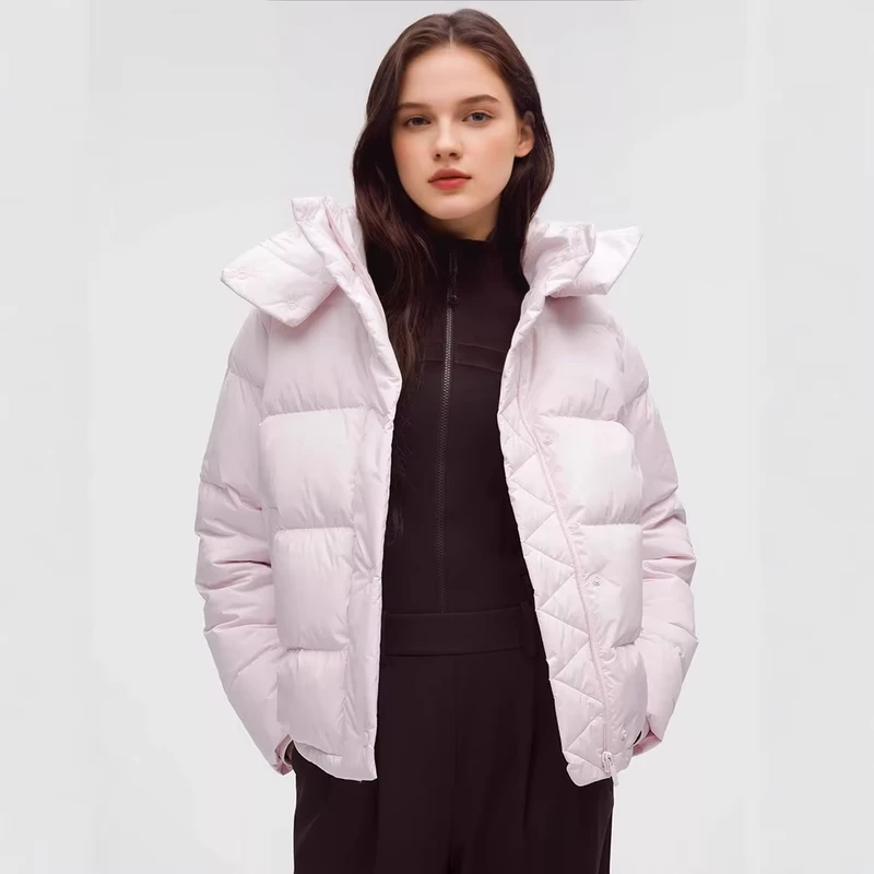 CHINEE-Womens-Winter-Thick-Waterproof-Breathable-Windproof-Bubble-Knitted-Nylon-White-Casual-Hooded-Detachable-Hat-Outwear-Jacket