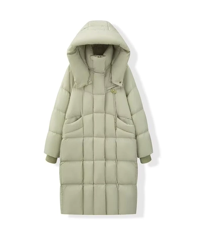 CHINEE-Womens-X-Long-Winter-Coat-with-White-Hood-Skin-Leather-Windproof-Zipper-Dyed-Big-Pockets-Duck-Down-Jacket-Thickened-White