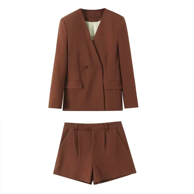 CHINEE-ZATRHMBM-Spring-and-Autumn-Womens-Wear-New-Fashion-Double-breasted-Suit-Suit-Retro-V-neck-Suit-Jacket-Casual-Shorts
