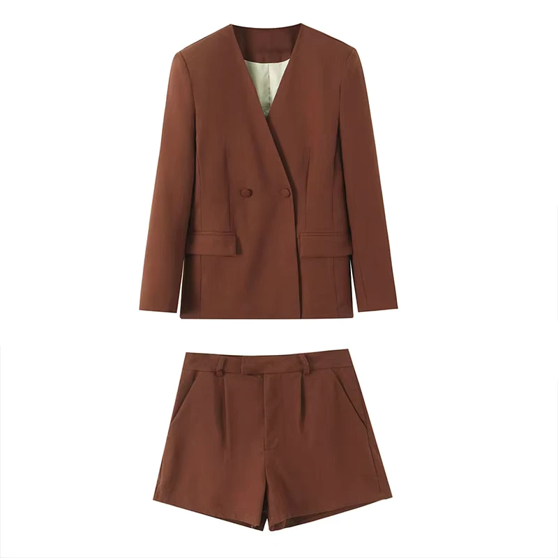 CHINEE-ZATRHMBM-Spring-and-Autumn-Womens-Wear-New-Fashion-Double-breasted-Suit-Suit-Retro-V-neck-Suit-Jacket-Casual-Shorts