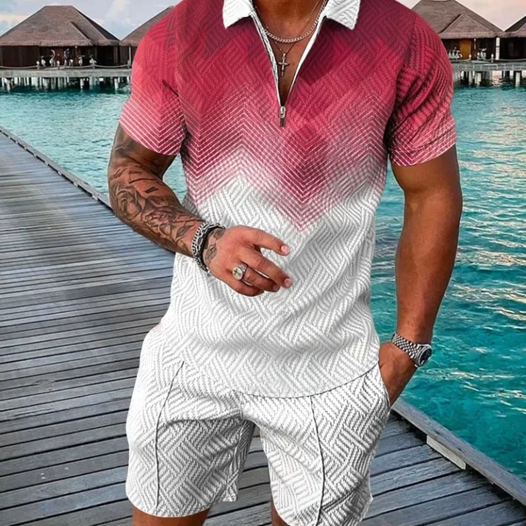 CHINEE-Zipper-Casual-and-Comfortable-3D-Printed-POLO-t-Shirt-New-Mens-Gym-Shorts-Plus-Size-Mens-Sets