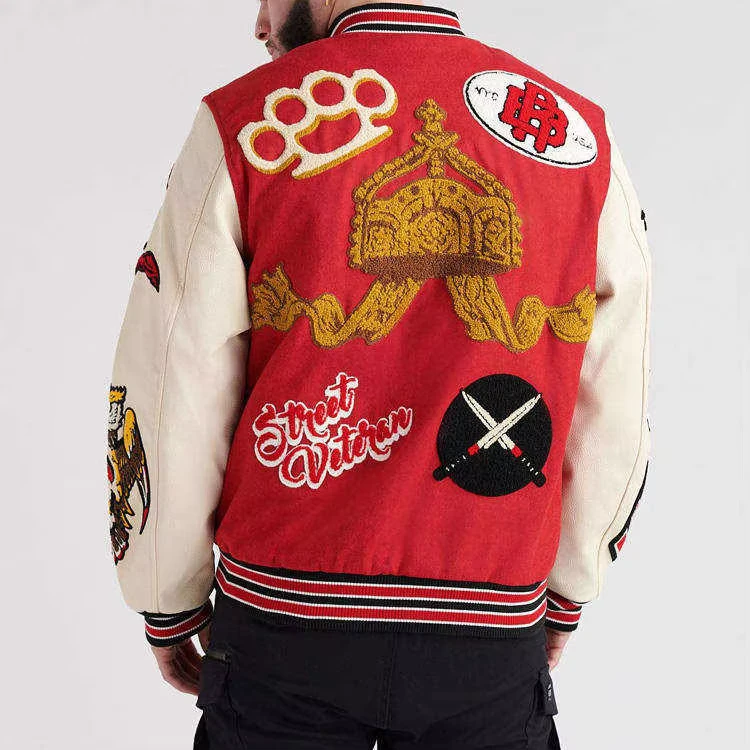 CHINEE-odm-custom-hip-hop-giacca-streetwear-oversized-jacket-premium-chenille-embroidery-baseball-leather-sleeve-school-uniform-jacket