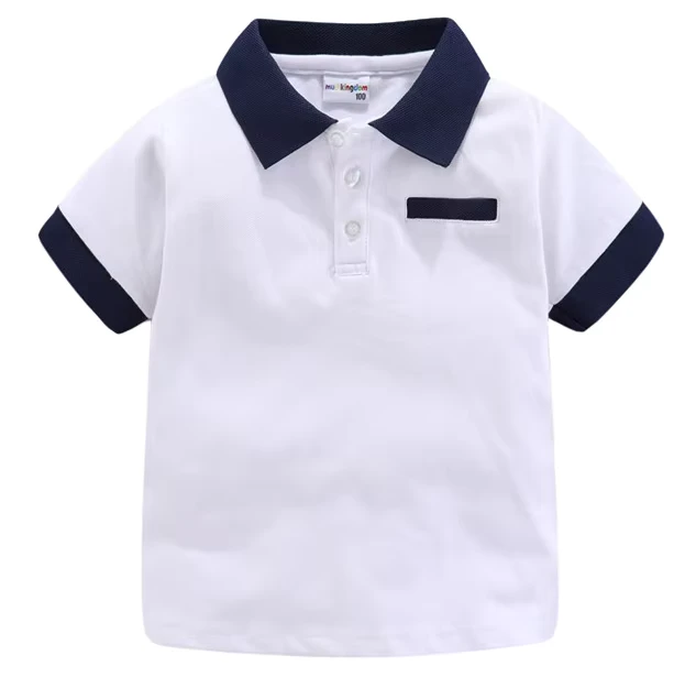 100-Cotton-Summer-Children-Short-Sleeve-Side-Stripes-Front-Pocket-School-Uniform-Kids-Polo-Shirts
