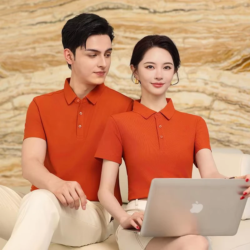 100-Polyester-Fiber-Unisex-Short-sleeved-Solid-Color-Polo