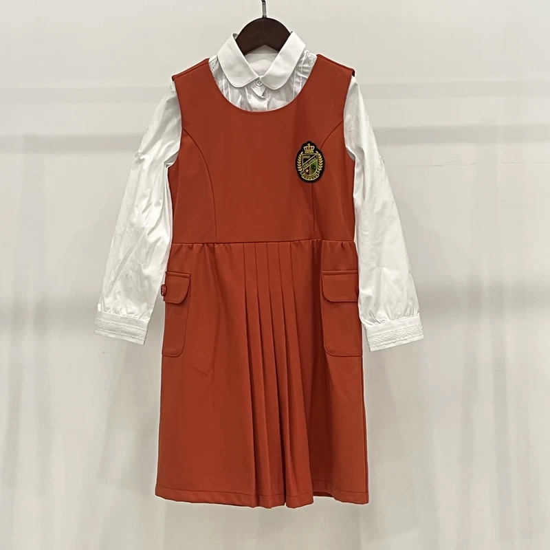 100-Polyester-Shirts-and-Dresses-Primary-School-Uniform-Adult-Girls-School-Clothes-2-Pieces