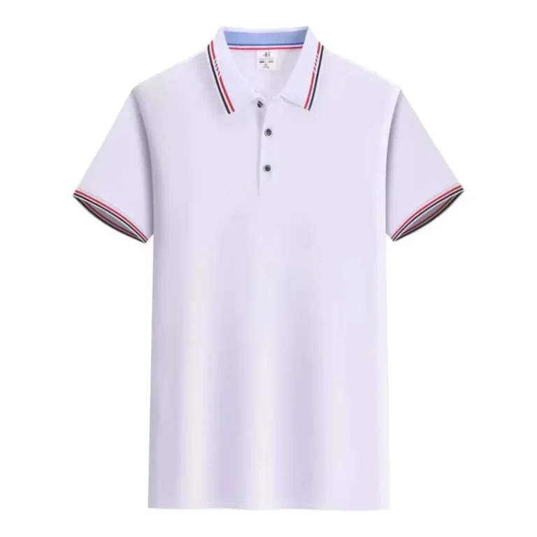100-Polyester-Short-sleeved-Colorful-Striped-Polo-Shirt-with-Collar-Lightweight-and-Breathable-8-Colors-Available