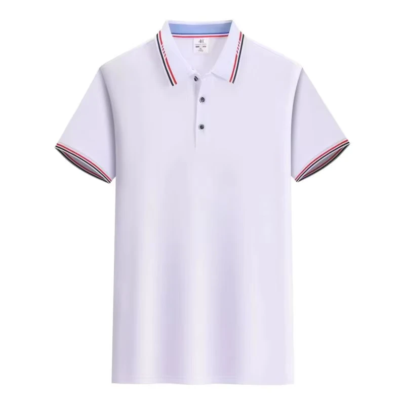 100-Polyester-Short-sleeved-Colorful-Striped-Polo-Shirt-with-Collar-Lightweight-and-Breathable-8-Colors-Available
