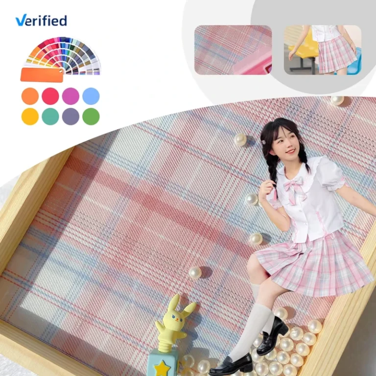 100-Polyester-Twill-Organic-Gingham-Fabric-for-Girls-Dress-School-Uniform-Skirt