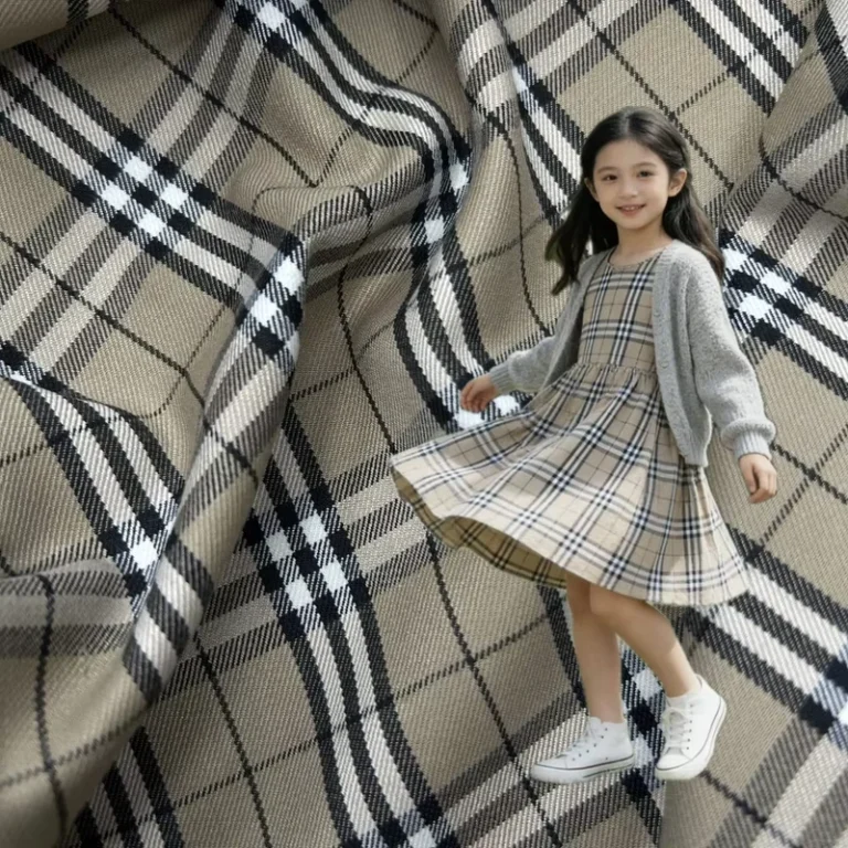 100-Polyester-Woven-Yarn-Dyed-Little-Check-Plaid-5cm-Fashion-Fabric-Soft-for-Kids-Children-Student-School-Uniforms