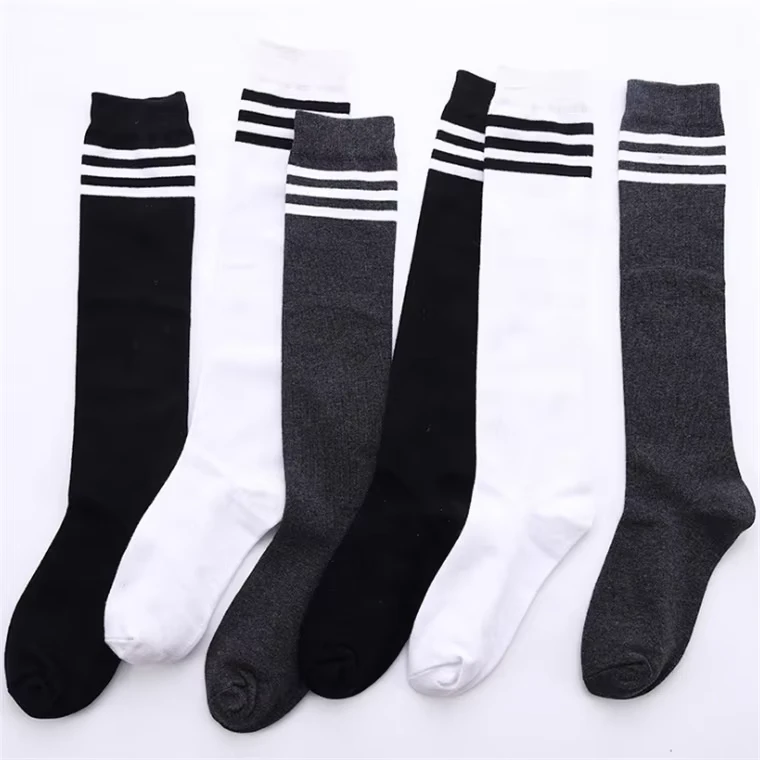 100Cotton-Crew-Custom-Logo-Socks-School-Class-Uniform-Unisex-White-Gray-Black-Pattern-Socks