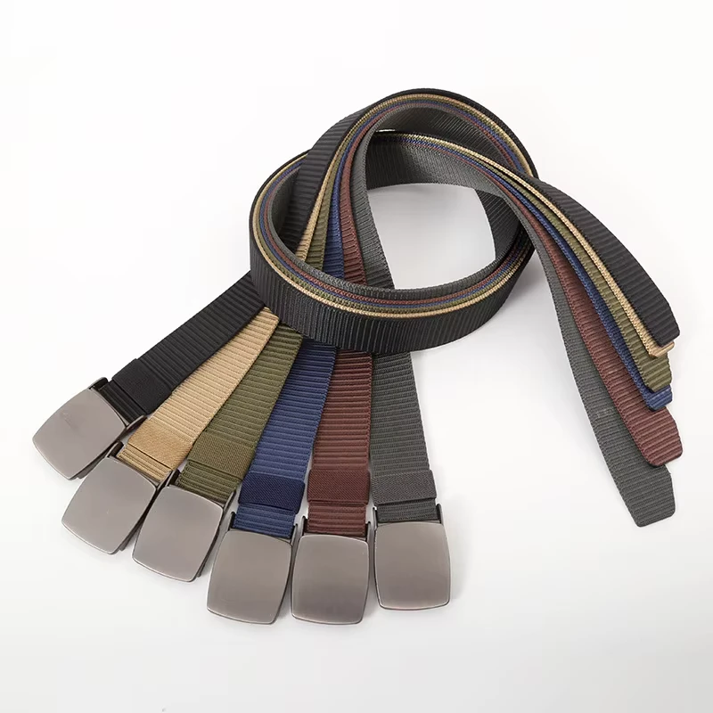 125cm-Imitation-Nylon-Canvas-Plastic-Belt-Smooth-Buckle-Mens-Outdoor-Sports-Casual-All-matching-Premium-feel-Student-Waistband