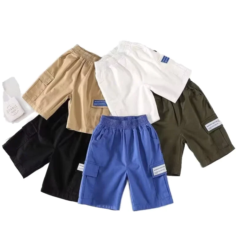 3-10-Years-Old-Boys-School-Uniforms-Kids-Clothes-Jogger-Bottoms-Cargo-Shorts-Children-Summer-Shorts-OEM
